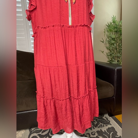 Indigo Rose Red Ruffle Dress - Picture 11 of 13